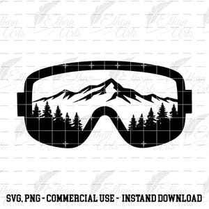 Gafas de nieve de montaña, SVG de montaña, Clipart de montaña, Deportes de nieve, SVG de esquí, SVG de gafas de esquí, Gafas de snowboard, SVG de snowboard