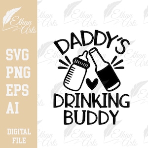 Papas trinkender Buddy Design SVG, PNG, EPS, Papa, Sohn Familie Design Digitaler Download | Clip Art, Vektorgrafik, Schnittdatei