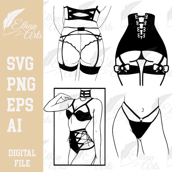 Minimal Lingerie Line Art 4 Design Bundle Digital Download SVG PNG EPS |  Cut file, Clip art, Vector, Cricut,