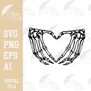 Skeleton Hand Heart Sign Design Halloween SVG PNG EPS | Cricut Clip art Cut file Print Vector