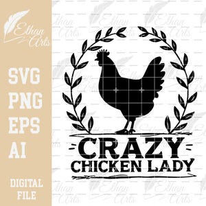 Crazy Huhn Lady SVG & PNG, Clipart, Vektorbild, lustige Silhouette, Küken, Sublimationsdesign, Vogel Schnittdatei, Cricut
