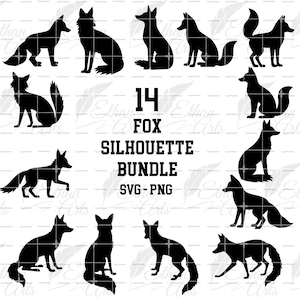 Renard Silhouette 14 Design Bundle SVG & PNG 14 Design Bundle, Clipart, Image vectorielle, Silhouette, Animal, Design par sublimation, Fichier de coupe, Cricut