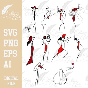 Minimaler Valentinstag Line Art 10 Bundle Digitaler Download SVG | Schnittdatei, Clip art, Vektor, Cricut Tanzen Tango Rumba Salsa Bachata