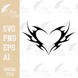 Tribal Heart SVG: Gothic Grunge Vector Cut File (Digital Download)
