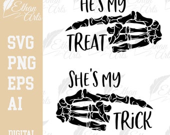 Halloween Couple Design SVG: He's My Treat, She's My Trick (Digital Download)