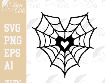Heart Spider Web Halloween Design: Cricut Cut File (Digital Download)