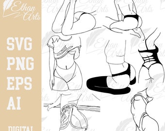 Arte lineal con positividad corporal: paquete de 7 diseños (descarga digital)