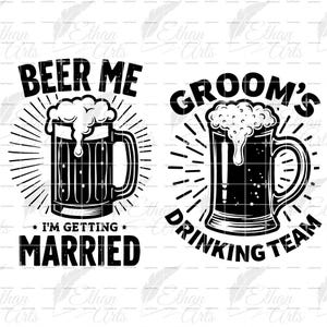 Bière, je me marie avec l'équipe de boissons du marié, téléchargement numérique SVG PNG EPS | Clip art fichiers numériques vectoriels couper fichier sticker