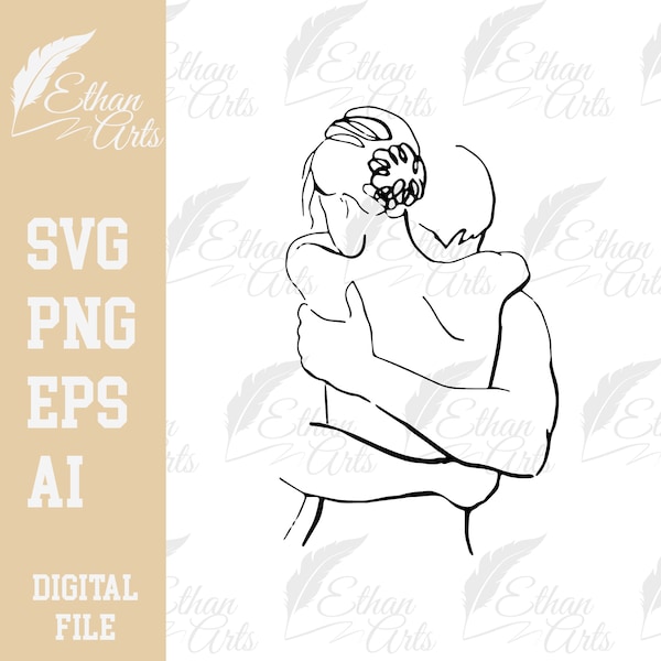 Hug Line Art Design SVG, PNG, EPS Digital Download| Clip art, Vector, Png Digital Files, Cut file