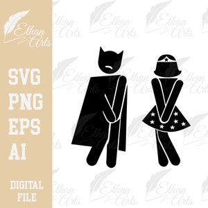 Superhelden WC ontwerp SVG PNG digitale download | Clip art Vector png digitale bestanden gesneden bestand