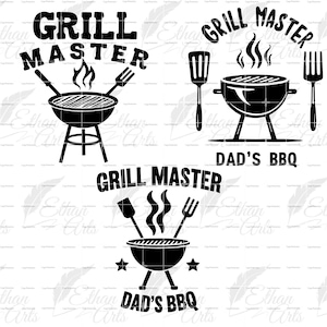 Grill Master Dad's Bbq 3 Bundle Design SVG PNG Digitaler Download | Clip Art Vektor Png Digitale Dateien Schneidedatei Kochen Grillen Vater