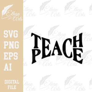 Enseñar la paz Descarga digital SVG PNG EPS / Diseño de maestro Archivo de corte, Clip art, Vector, Cricut