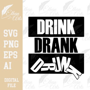 Boire bu Ivre Téléchargement numérique SVG PNG EPS | Clip art fichiers numériques vectoriels couper fichier sticker