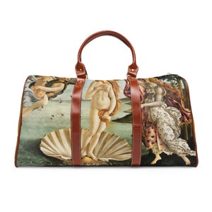 Botticelli The Birth of Venus Printed Vegan Leather Waterproof Overnight Travel Duffel Bag