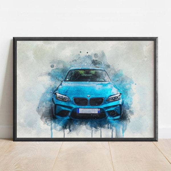 Aangepaste autoschilderij van foto | Gepersonaliseerde cadeaus voor papa of vriend | Auto Guy verjaardag cadeau idee | Eerste auto-aquarel | Cadeau voor hem