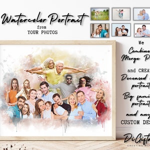 Christmas Gift for Large Family, Add Deceased Person To Family Photo, Large Group Portrait, Custom Big Family Portrait, Combine Merge Photos