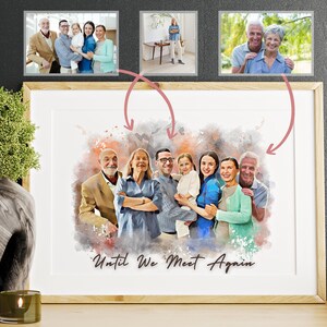 Photo Merge - Add Deceased Family Members Into Watercolor Big Family Portrait, Photo Enhancement, Painting From Photo, Combine Merge Photos