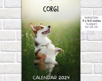 Corgi Calendar 2024, 12 Premium Corgi Photos Inside, Wall Calendar, Living Room Calendar, Calendar 2024, Dog Calendar 2024