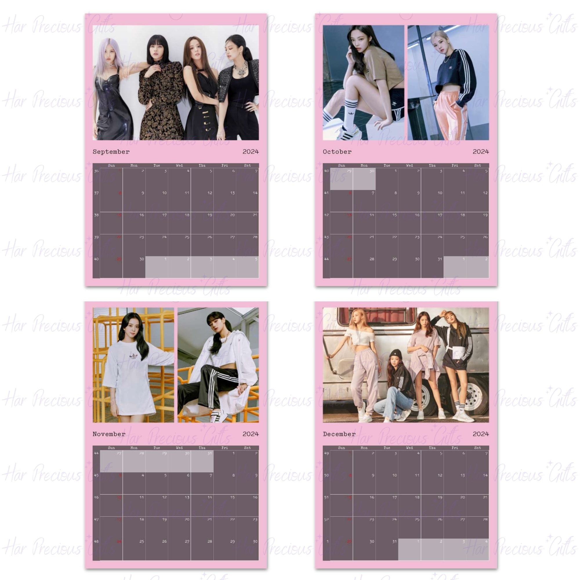 Blackpink Calendar 2024, Blackpink Wall Calendar 2024, Gift for Blinks