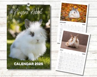 2025 - 13 Month Small Wall Calendar - Rabbits by Schinako