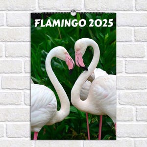 Flamingo Wall Calendar 2026, Flamingo Heart Shape, Calendar 2026, Gift for Flamingo Lover