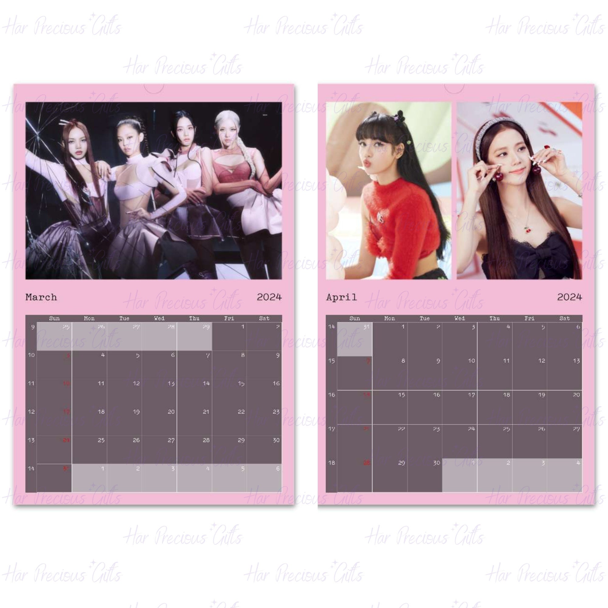 Blackpink Calendar 2024, Blackpink Wall Calendar 2024, Gift for Blinks