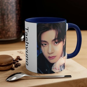 BTS V Bunte Becher, Kim Taehyung, 11 Unzen Keramikbecher, farbige Innenseite und Griff