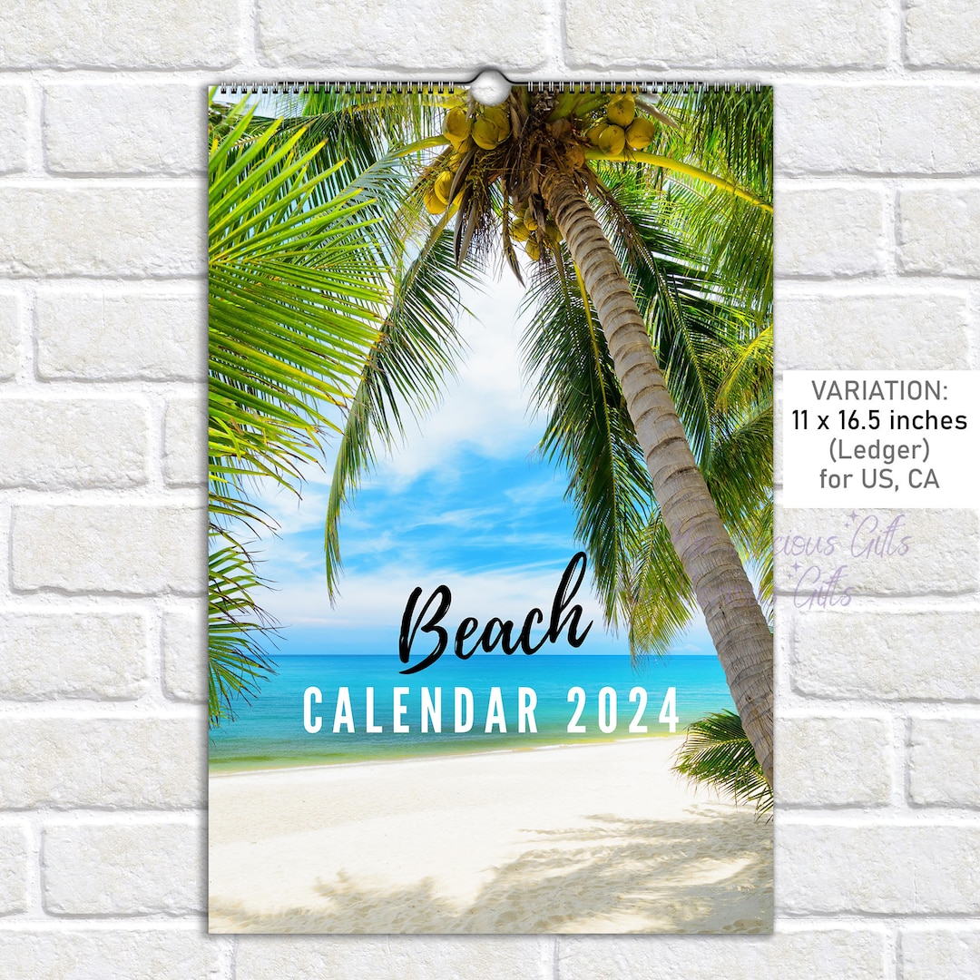 Beach Calendar 2024, 12 Premium Beach Photos Inside, Calendar 2024