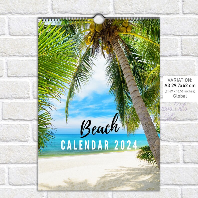 Beach Calendar 2024 12 Premium Beach Photos Inside Calendar Etsy