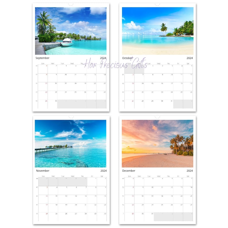 Beach Calendar 2024 12 Premium Beach Photos Inside Calendar Etsy