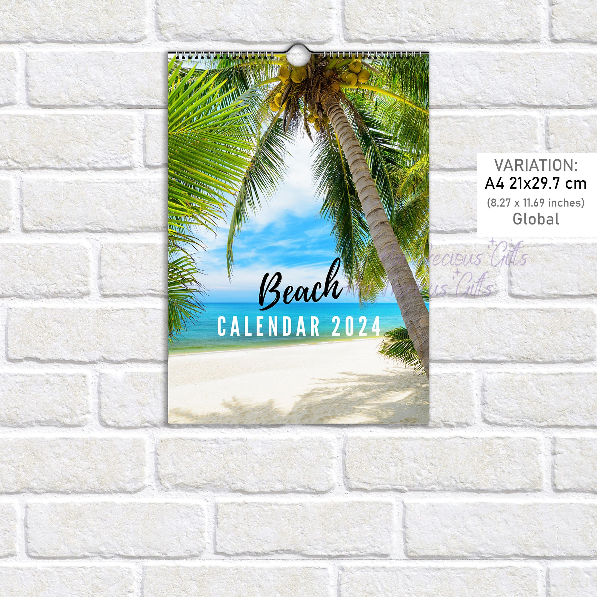 Beach Calendar 2024, 12 Premium Beach Photos Inside, Calendar 2024
