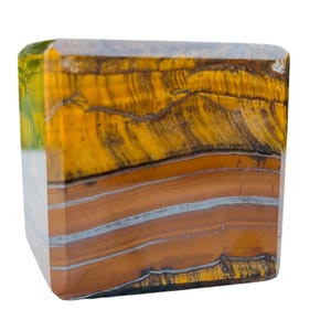 45MM Gold Tiger&#39;s Eye Cube  Hand Carved Crystal Cube Crystal Healing Metaphysical Stone Square Cube