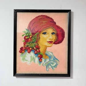 Handmade Cross-Stitch Embroidery – Classic Woman’s Portrait