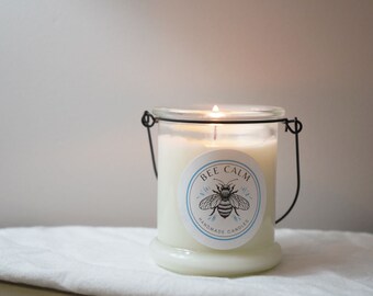 Pure Tranquility: Sandalwood Scented White Soy Wax Candle