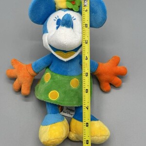 Disney Minnie Mouse Plush 9” Blue Orange Green Disneyland World Stuffed Animal image 2