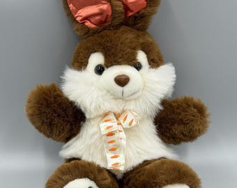 Kids of America Bunny Rabbit Plush 12” Stuffed Animal Brown W/ Carrot Paws 2000