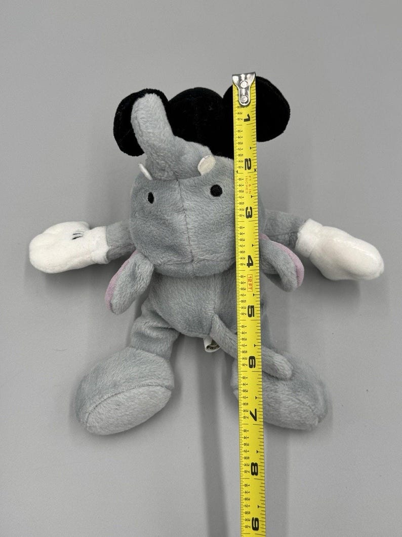 Disney Parks World Mickey Mouse As Elephant Plush Doll 8” Stuffed Beanbag Toy image 8