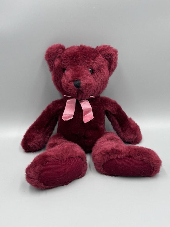Vintage Russ Berrie Rhapsody Burgundy Teddy Bear Plush 16” Stuffed