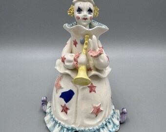 Vintage Lefton Porcelain Wind Up Musical Clown Figurine