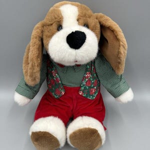 Vintage Commonwealth Christmas Dog Plush Stuffed Animal 16”