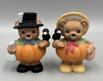 Zestaw Vintage Halloween Home Interiors Pumpkin Patch Bears 1998 PRZECZYTAJ SZCZEGÓŁY