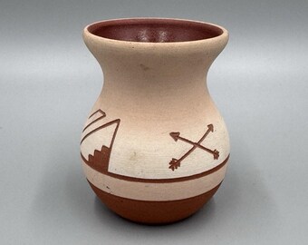 Vintage Signed Native American Small Bud Vase Aztec Style