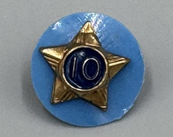 Vintage Boy Scouts of America BSA 10 Years of Service Blue Star Lapel Pin Award