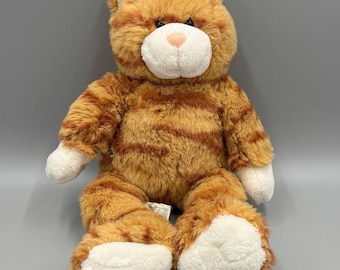 Vintage Build a Bear Orange Tabby Cat Striped Plush 14” Stuffed Animal Kitty