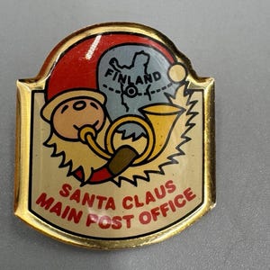 Vintage Santa Claus Main Post Office Finland Lapel Pin