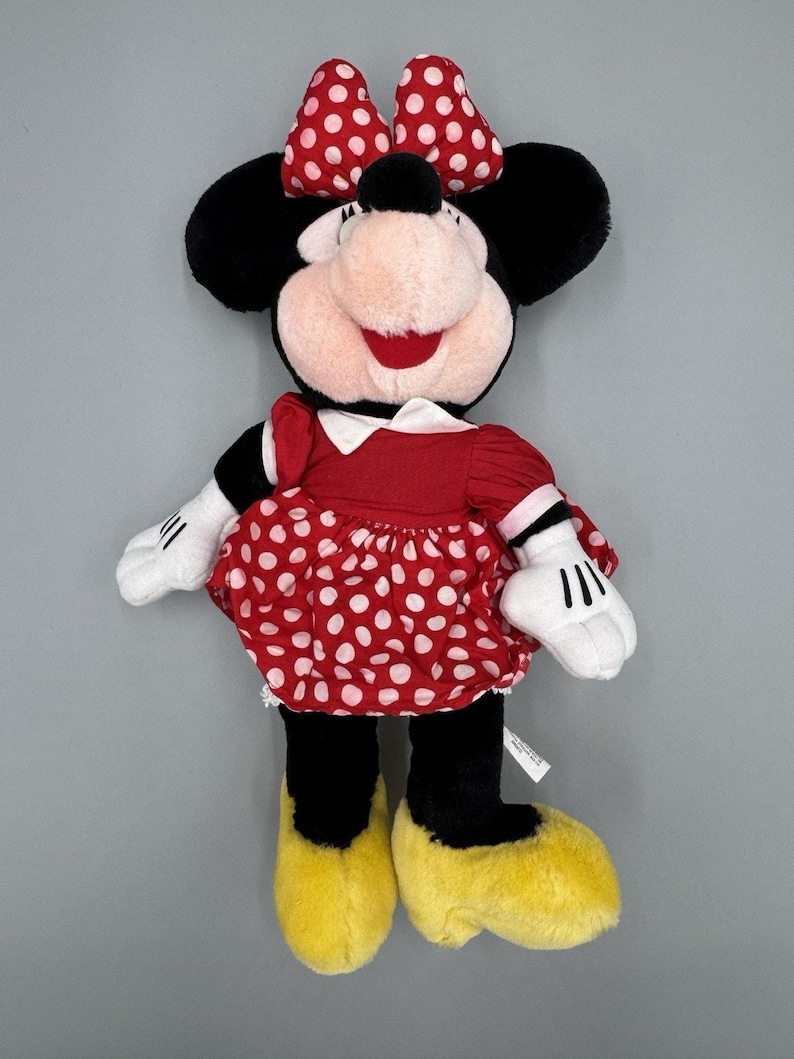 Vintage Disney Polka Dot Dress Minnie Mouse Plush 15” Stuffed Doll READ DETAILS image 4