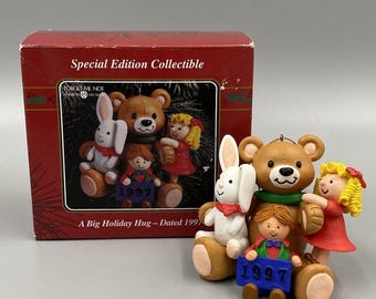 Vintage 1997 American Greetings A Big Holiday Hug Christmas Ornament Decoration