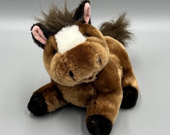 Vintage Brown White Horse Pony Plush JC Penney Company 8” Stuffed Animal