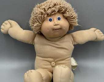 Vintage Cabbage Patch Doll Blonde Hair Blue Eyes Dimples Front Teeth READ DETAILS