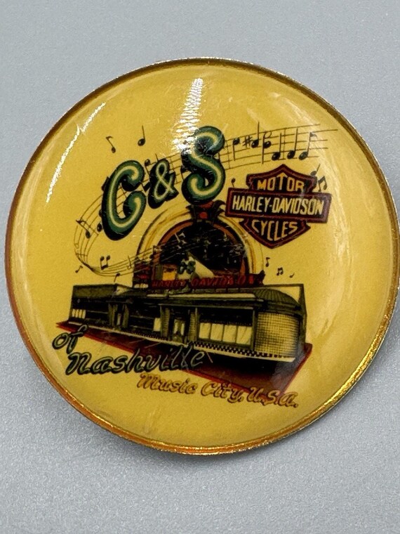 Vintage C & S Nashville Tennessee Music City Harley Davidson Lapel Pin